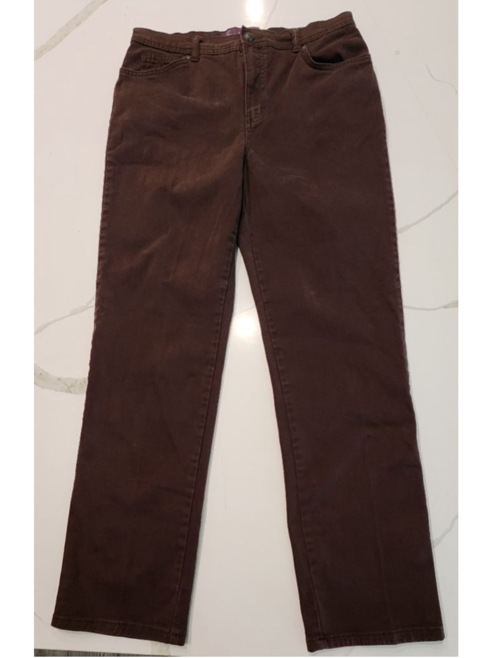 Gloria Vanderbilt Amanda Brown Stretch Jeans Pants Size 10 Womens Straight Leg